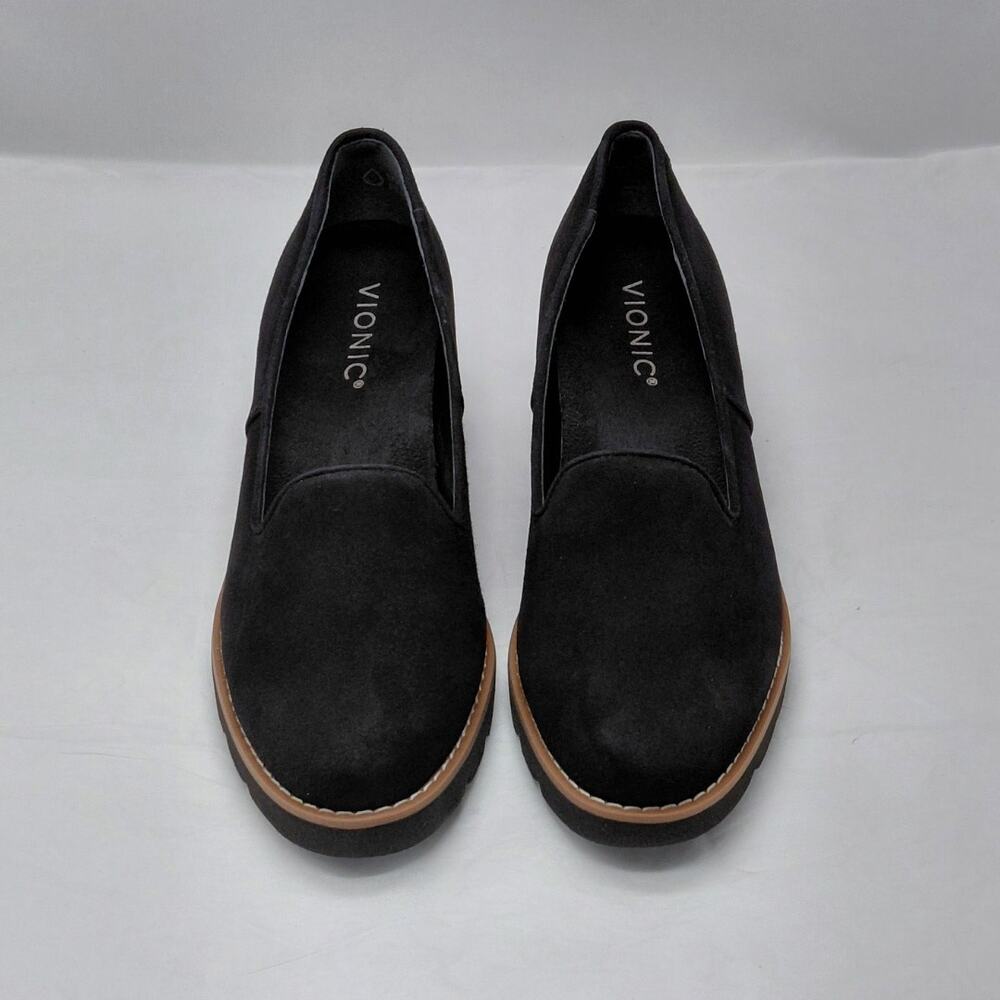 Vionic Womens Wedge Loafers Size 6 Black Comfort Walking Platform Slip On Shoes - Picture 3 of 12
